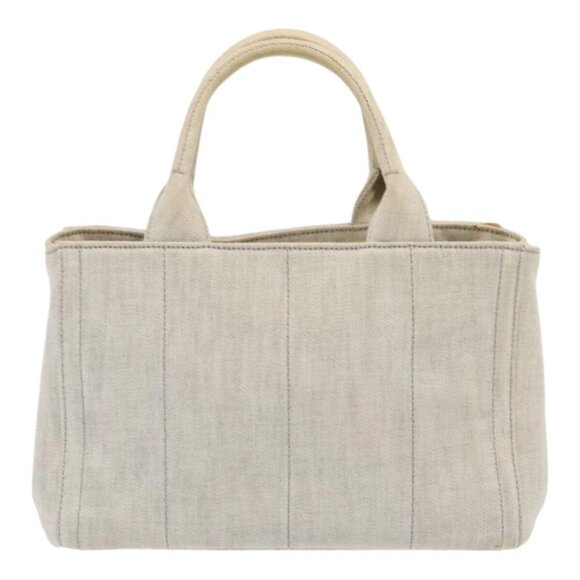 PRADA Bijoux Canapa PM Hand Bag Canvas 2way Gray Silver - Picture 2 of 15